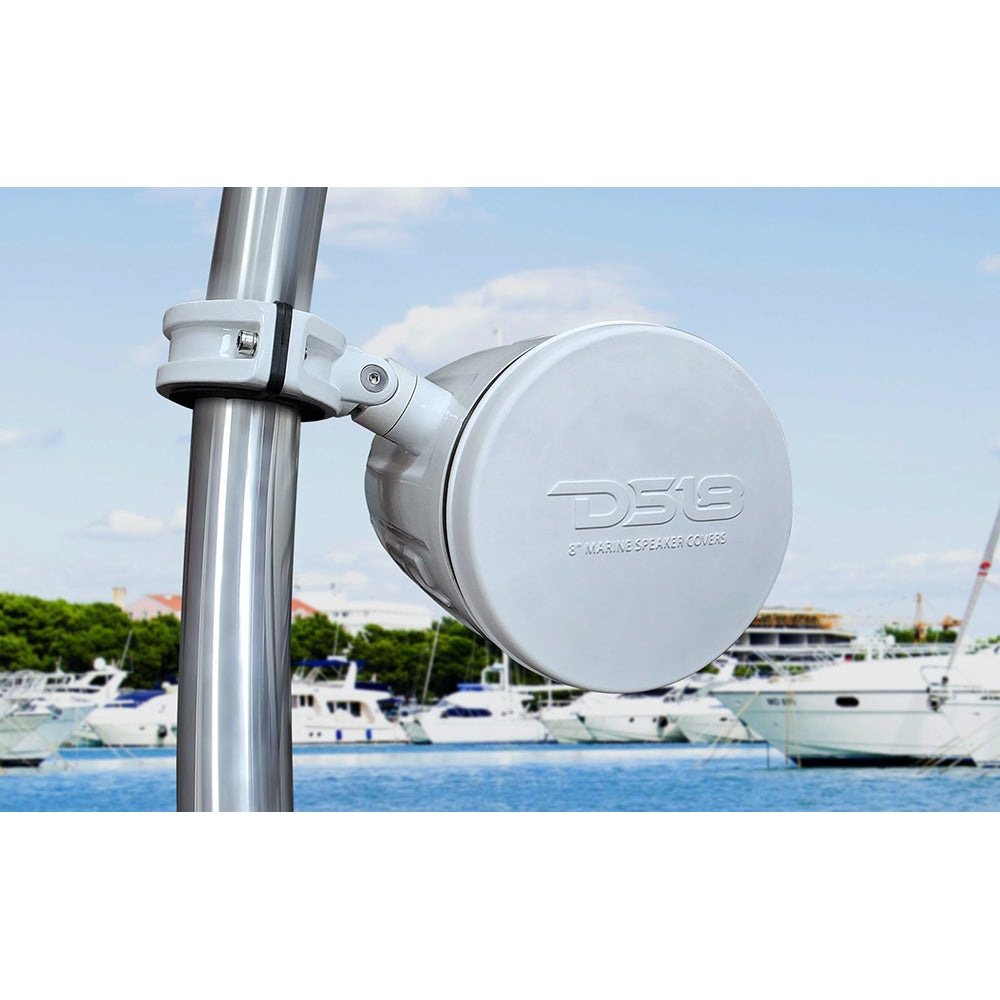 DS18 White Silicone Marine Speaker Covers for 8" Towers, Speakers and Subwoofers - Pair (CS-8/WH)