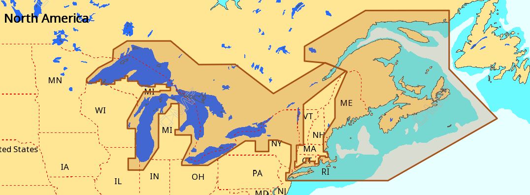 C-MAP MAX Wide NA-M026 Great Lakes, North East Coast & Approaches Nautical Chart - Marine Navigation microSD/SD Card (M-NA-M026-MS)
