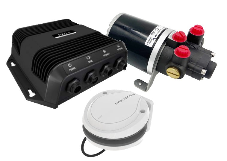 Simrad NAC-1 Precision Outboard Pilot Hydraulic Autopilot Pack - NAC-1 Computer, PUMP-1 MKII Pump, Standby-Auto Button, and Precision-9 Compass (000-15951-001)