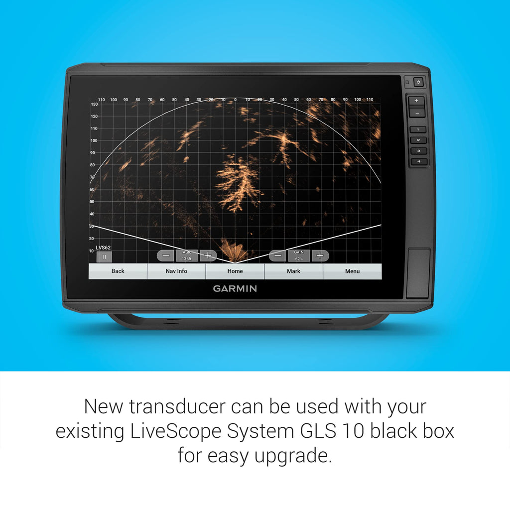 Garmin LiveScope XR System with GLS 10 and LVS62 Transducer, Live Scanning Sonar for Open Water, 500' Range in Freshwater, 350' Range in Saltwater (010-02719-00)
