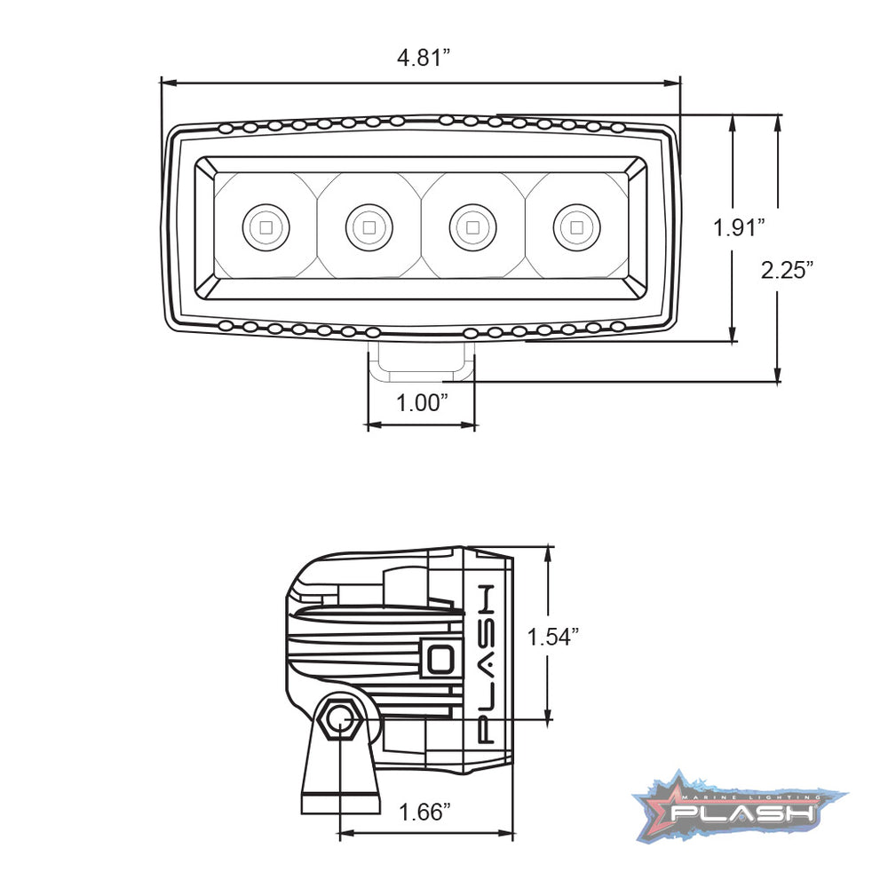 PlashLights 40W Low Profile LED Spreader Light - 140 Scene Flood - White Housing | 40-LP-SC-WHT