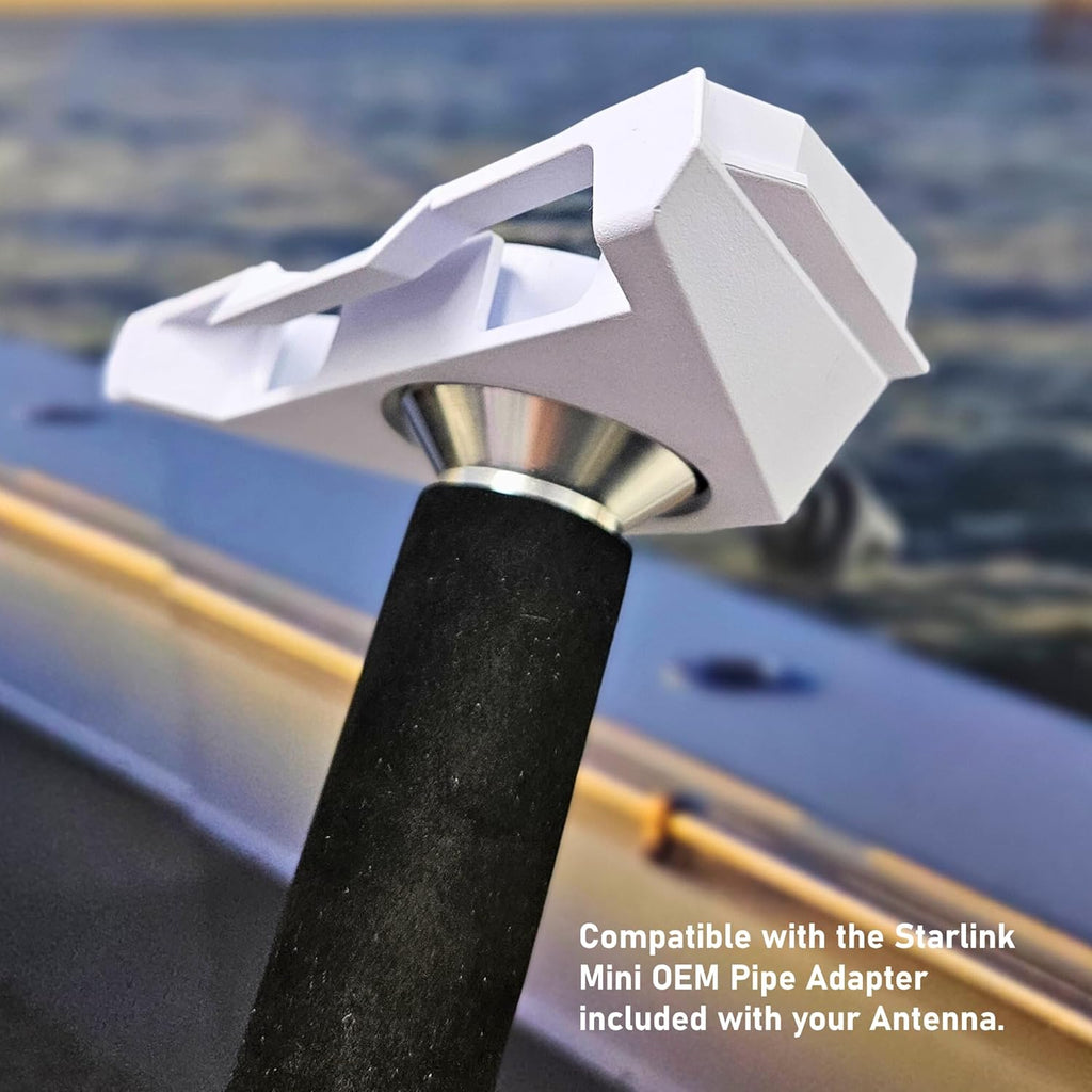 LocMarine Marine-Grade Rod Holder Mount for Starlink Mini Antenna - Flat Dish Base | TRVL-ROD