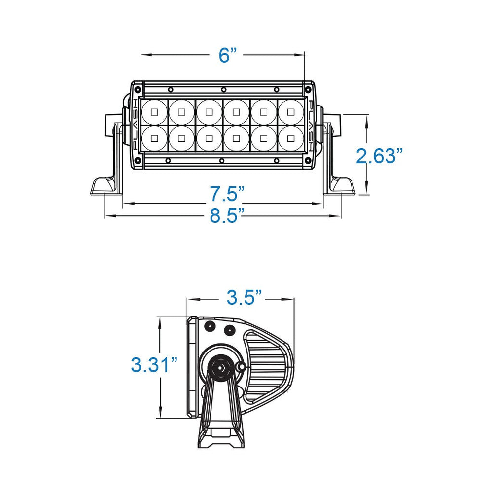 PlashLights 6" XX-Series LED Light Bar Marine Black Housing (5W), Double Row Combo Beam. | XX-6-5W