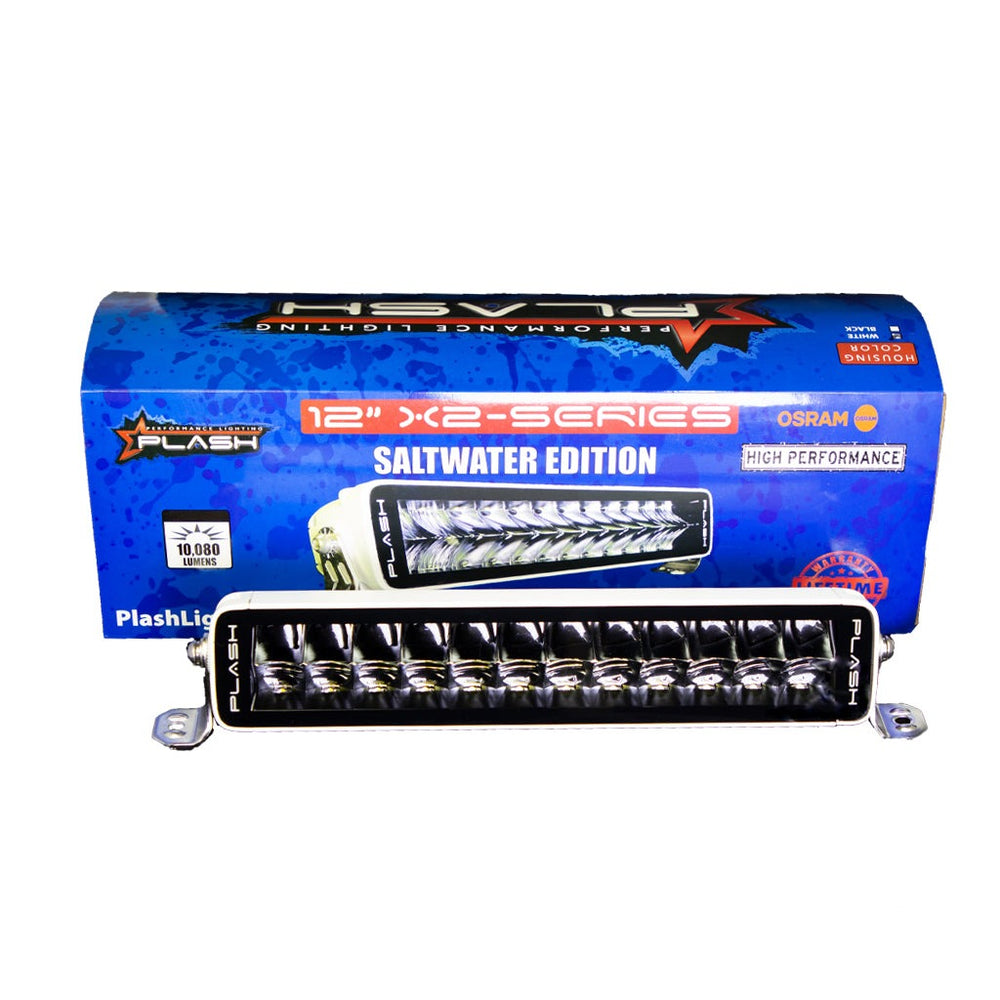 PlashLights 12" X2-Series LED Light Bar - Straight - White Housing | X2-12-WHT