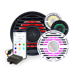 Aquatic AV PC410 PRO Classic 6.5" Waterproof RGB LED Marine Speakers 120W Total Power, 4 Ohm, White, Pair