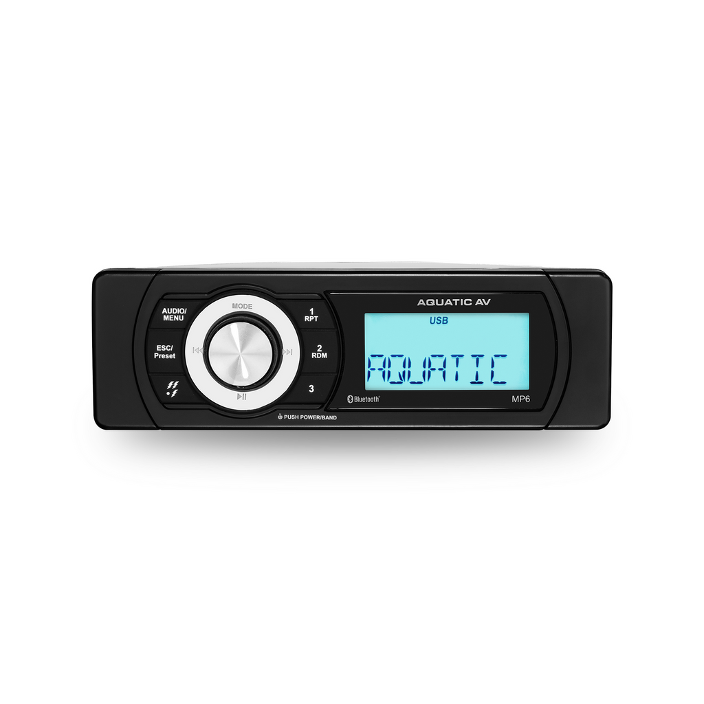Aquatic AV MP6 SiriusXM Ready Shallow-mount IP65 Marine Waterproof Bluetooth Media Player, 2.8" Color Screen, 288W Max Power, 4 Ohm (MP600)