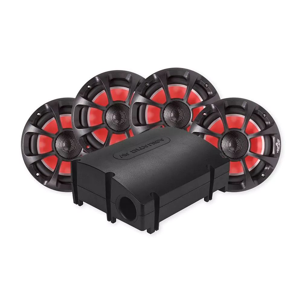 Aquatic AV CK501 PRO Sport Platinum Kit : SWA6 Amplified Bluetooth Stereo Subwoofer with 2 pairs of 6.5" PRO Sport Black Coaxial Speakers