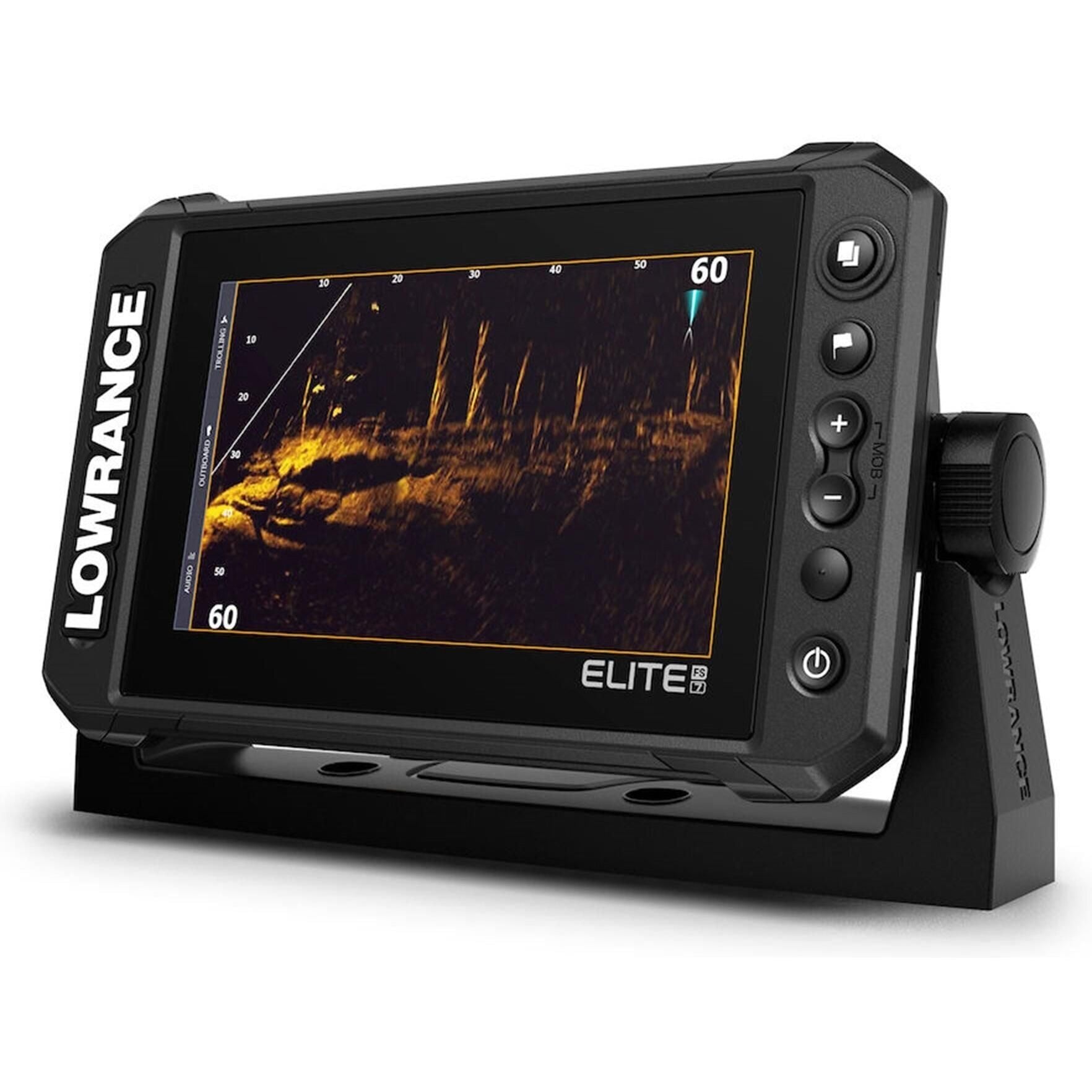 Lowrance Elite FS 7 Explorer All-Season Pack - Elite FS7 Display, HDI Skimmer CHIRP/Downscan Transducer, Ice Transducer, Bag, and 12V Battery & Charger (000-15885-001)