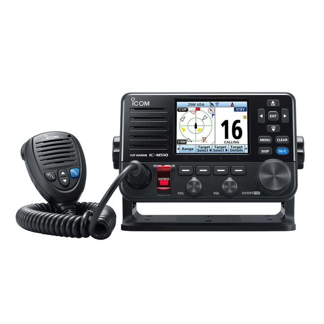Icom M510 EVO VHF, AIS, Wi-Fi Marine Transceiver with Black HM-205RB Speaker Microphone (M510 PLUS EVO 51 USA)