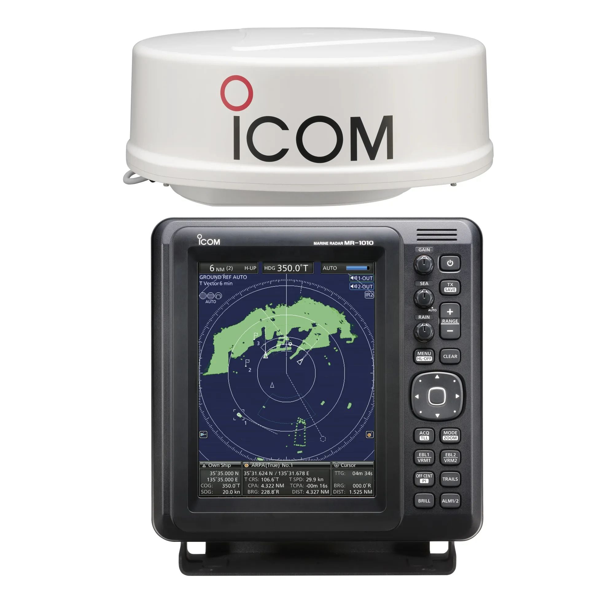 Icom MR-1010RII Marine Radar System with 4kW Radome Scanner and Wide Angle 10.4" Color TFT LCD Display (MR1010R2 23)