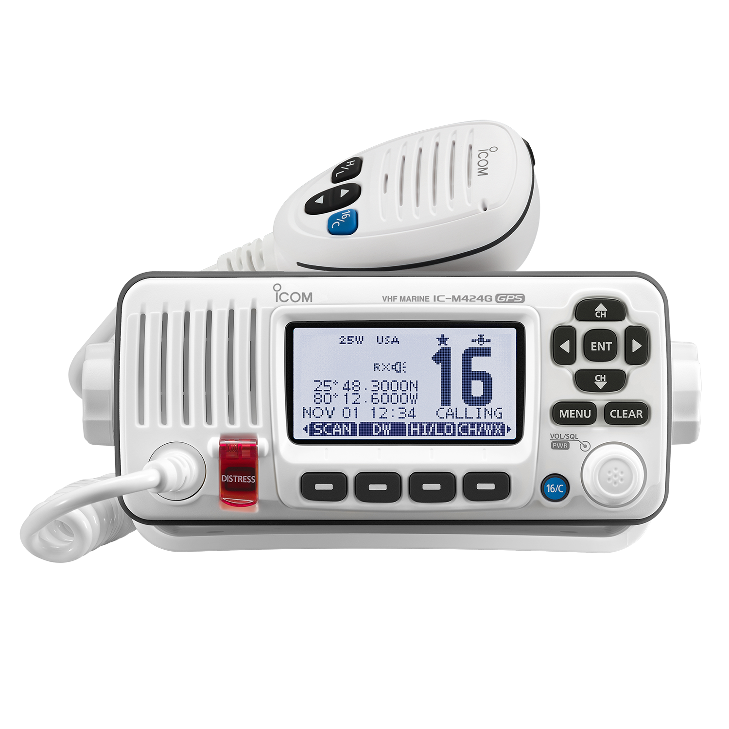 Icom IC-M424G Fixed-Mount VHF Marine Transceiver with Built-In GPS - White (M424G 42)