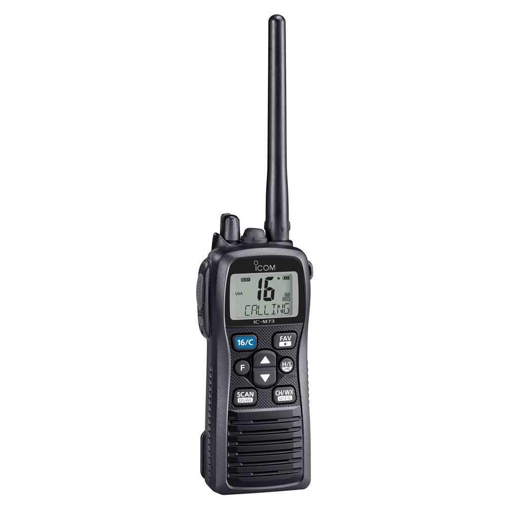 Icom IC-M73 PLUS 6W Submersible Handheld VHF Marine Radio with Active Noise Cancelling & Voice Recording (M73 PLUS 71 USA)