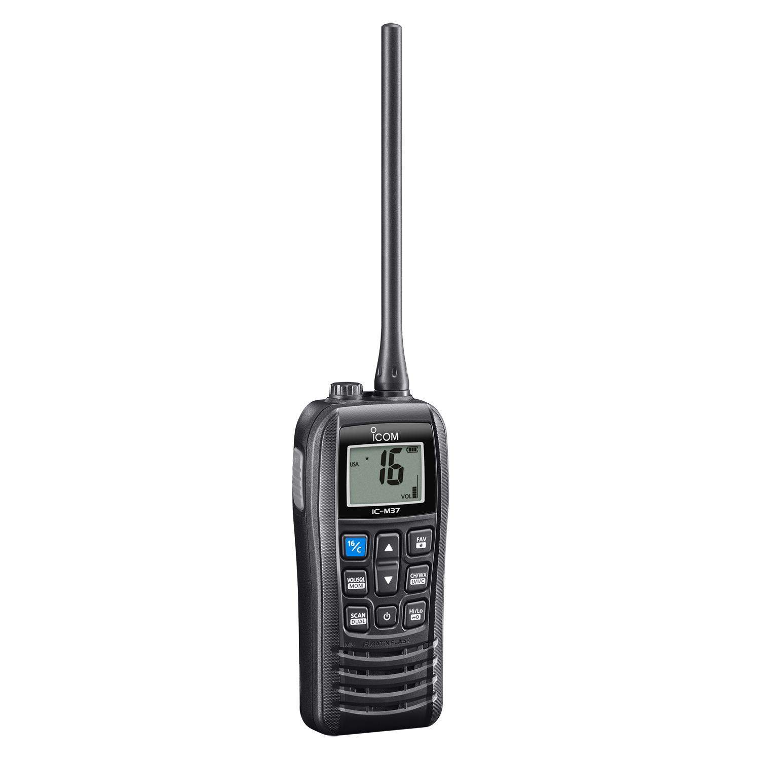 Icom M37 Floating 6W Handheld VHF Marine Radio with Float'n Flash (M37 31 USA)