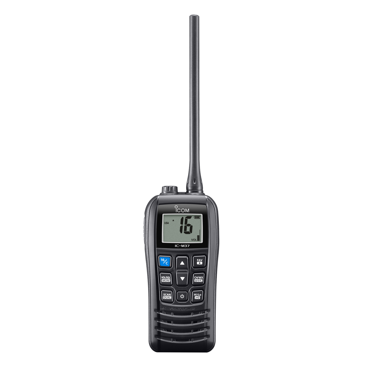 Icom M37 Floating 6W Handheld VHF Marine Radio with Float'n Flash (M37 31 USA)