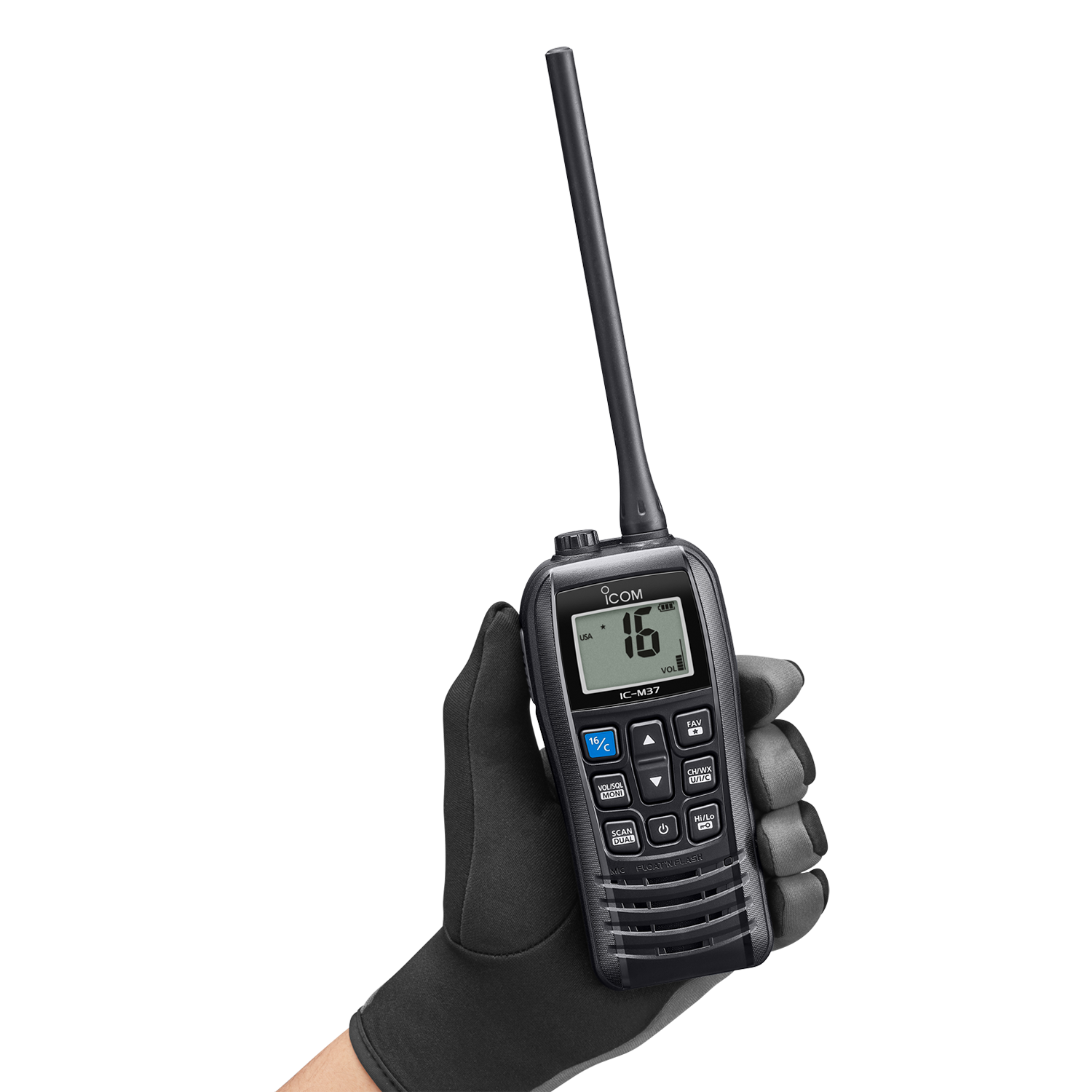 Icom M37 Floating 6W Handheld VHF Marine Radio with Float'n Flash (M37 31 USA)