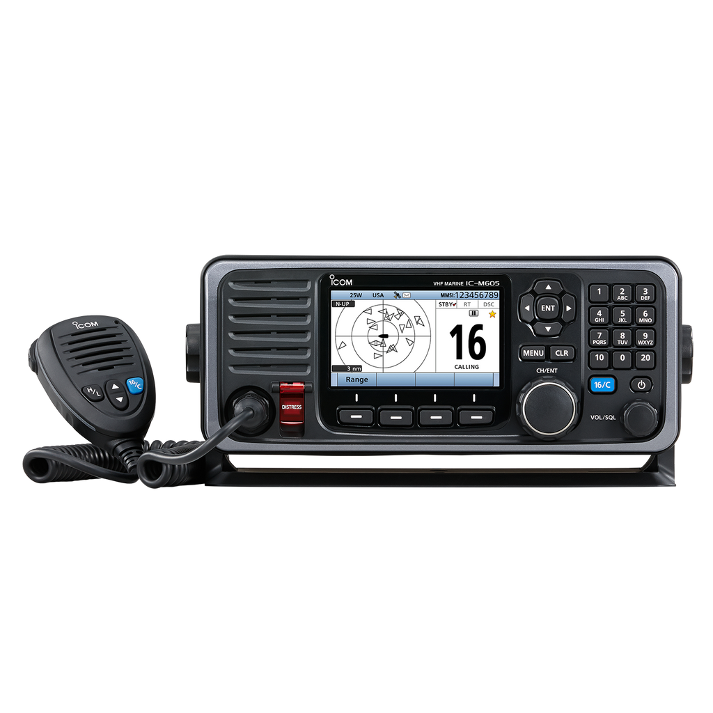 Icom IC-M605 25W Fixed Mount VHF Marine Transceiver with GNSS GPS/GLONASS/SBAS and 4.3" Color Display (M605 31 USA)