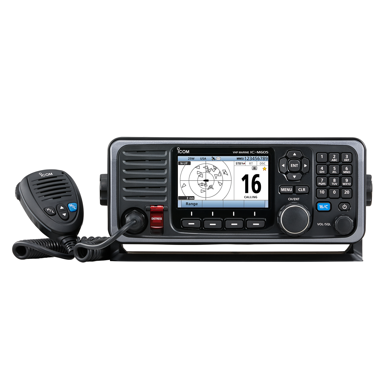 Icom IC-M605 25W Fixed Mount VHF Marine Transceiver with GNSS GPS/GLONASS/SBAS and 4.3" Color Display (M605 31 USA)