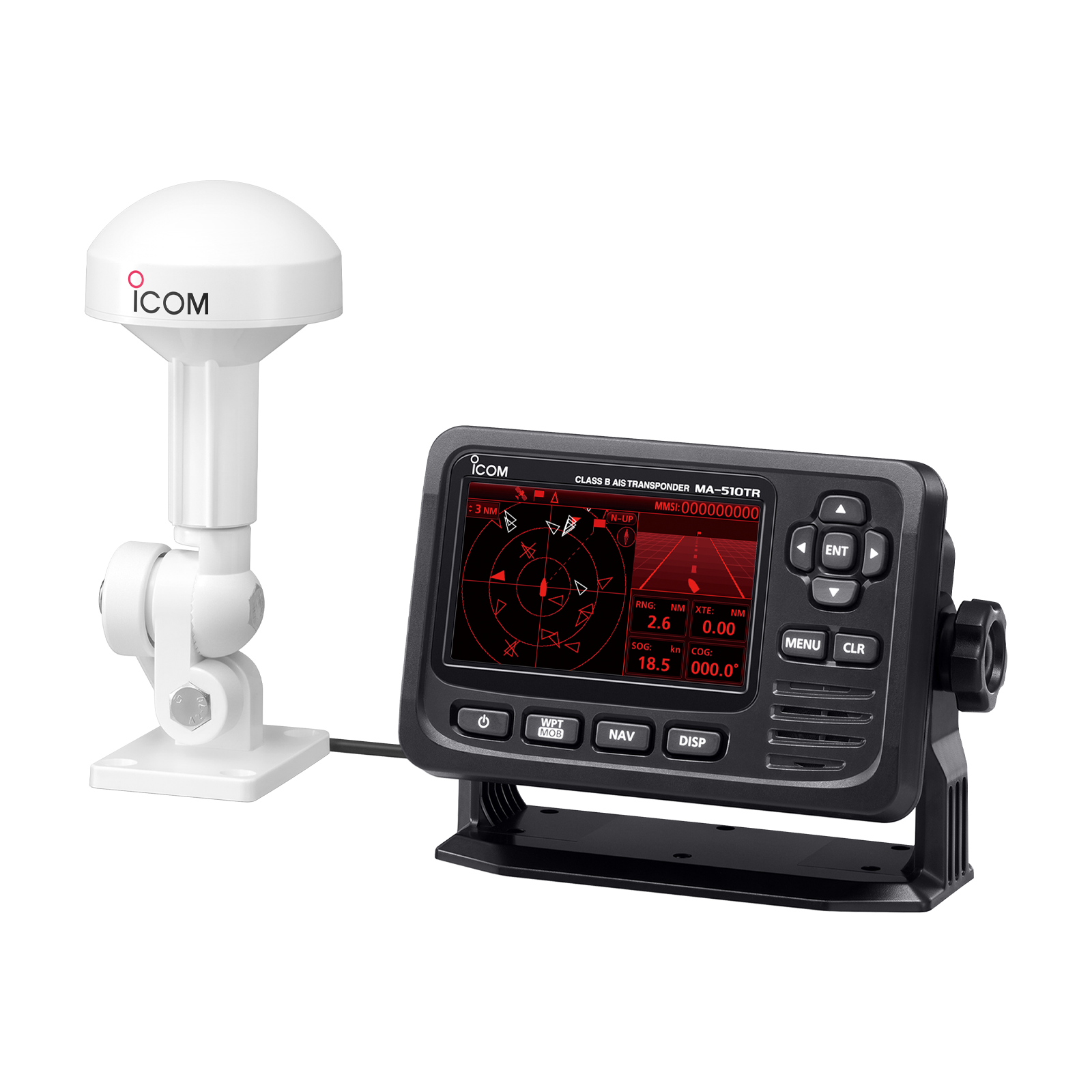 Icom MA-510TR Class B AIS Transponder with 4.3" Wide View Color TFT LCD Display and GPS Antenna (MA510TR 13)