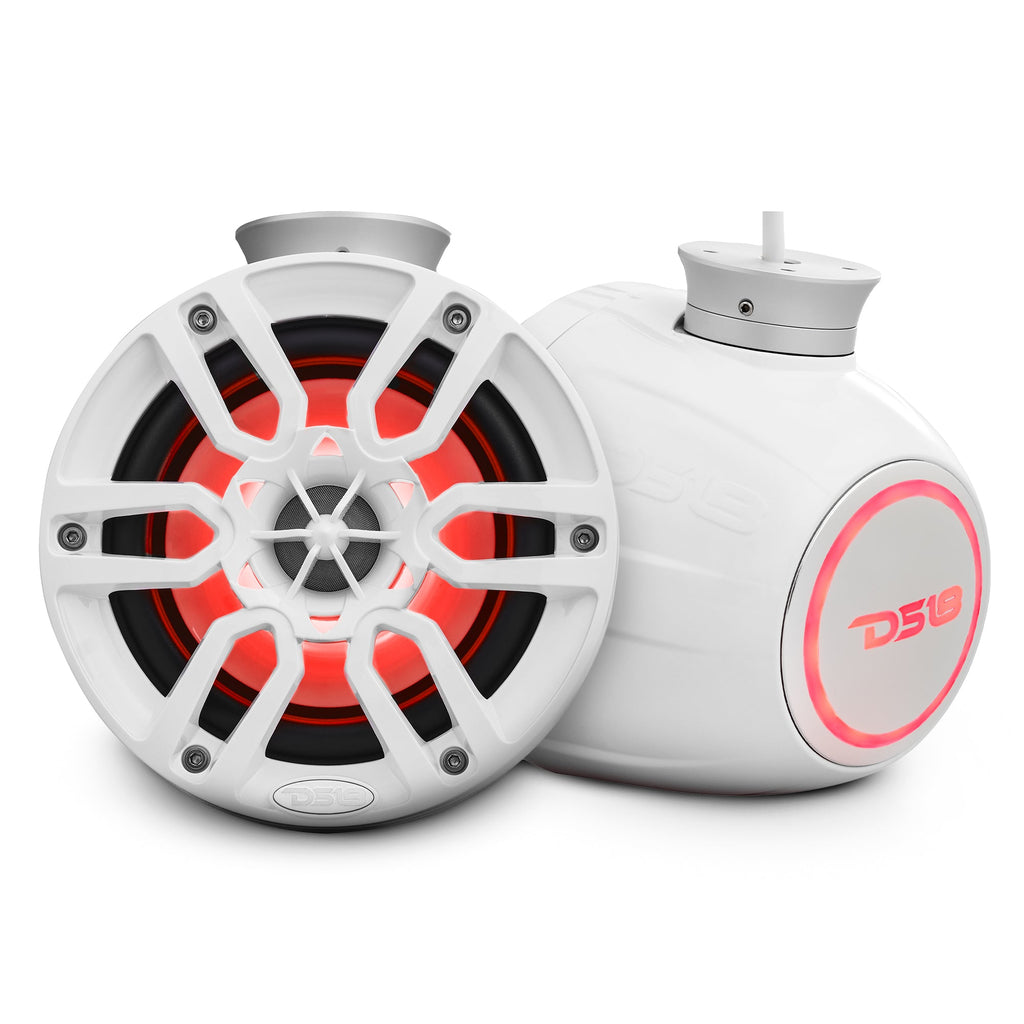 DS18 HYDRO 6.5" Compact Wakeboard Pod Tower with RGB Light - 300W - White (NXL-PS6W)