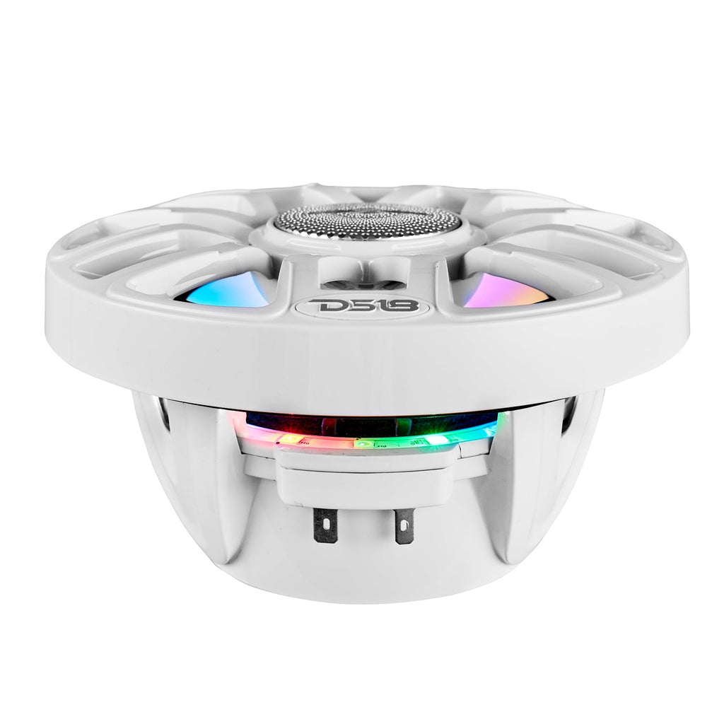 DS18 6.5" 2-Way Coaxial Marine Speakers with Digital LED Lights and Bullet Tweeter - White - 150W, 4-Ohm (NXL-IQ6/WH)