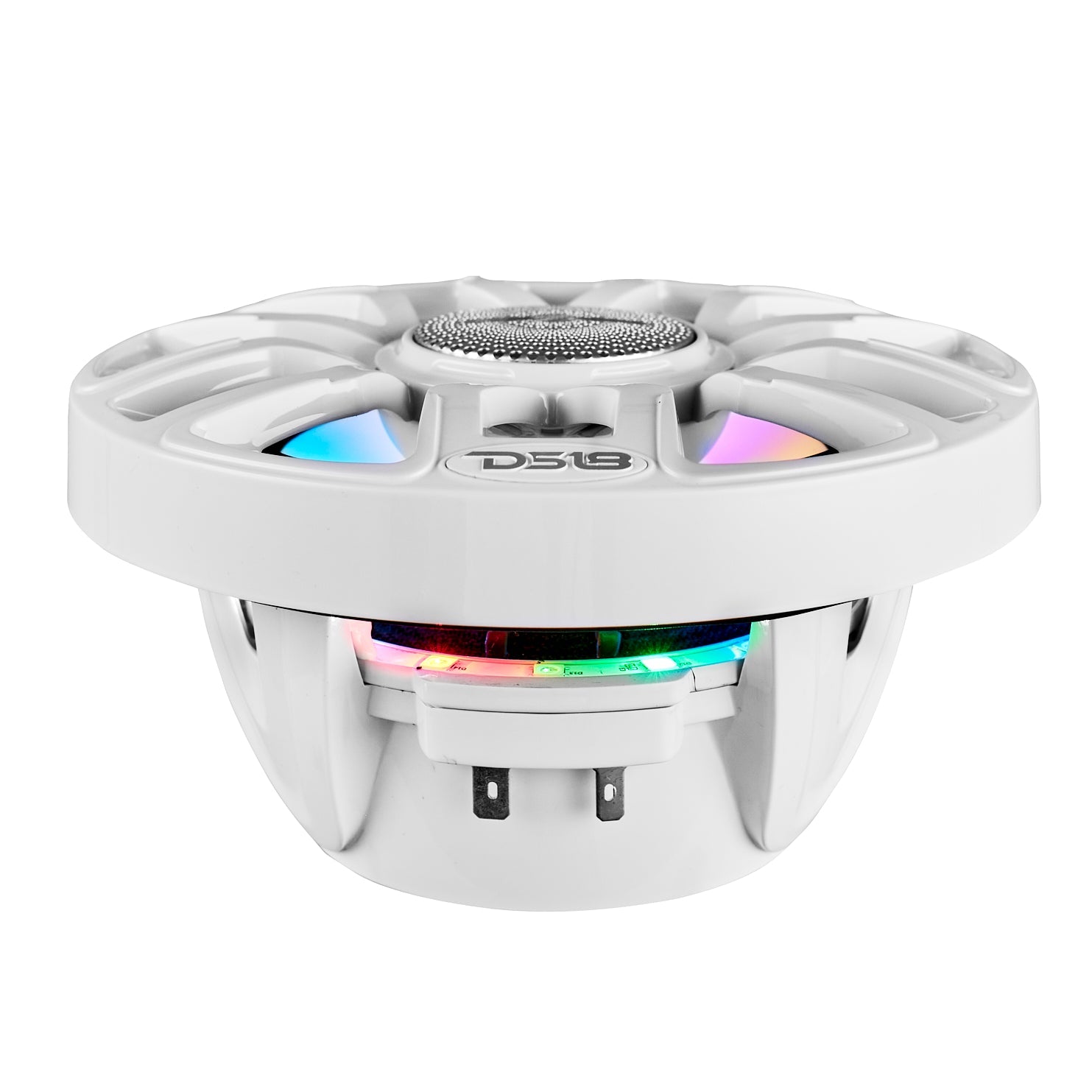 DS18 6.5" 2-Way Coaxial Marine Speakers with Digital LED Lights and Bullet Tweeter - White - 150W, 4-Ohm (NXL-IQ6/WH)