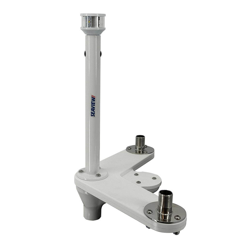 Seaview Triple Mount Adapter with C5 Certified LED Light 12" Post & Threaded 1"-14 Thread Bases for GPS Units (PMU2ALED12C5)