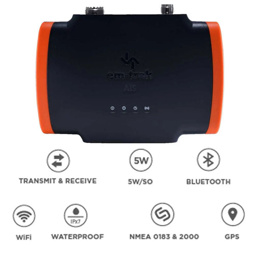 em-trak B952 5W SOTDMA Class B AIS Transceiver with Wi-Fi, Bluetooth and FLEXI-FIT Bracket (430-0011)