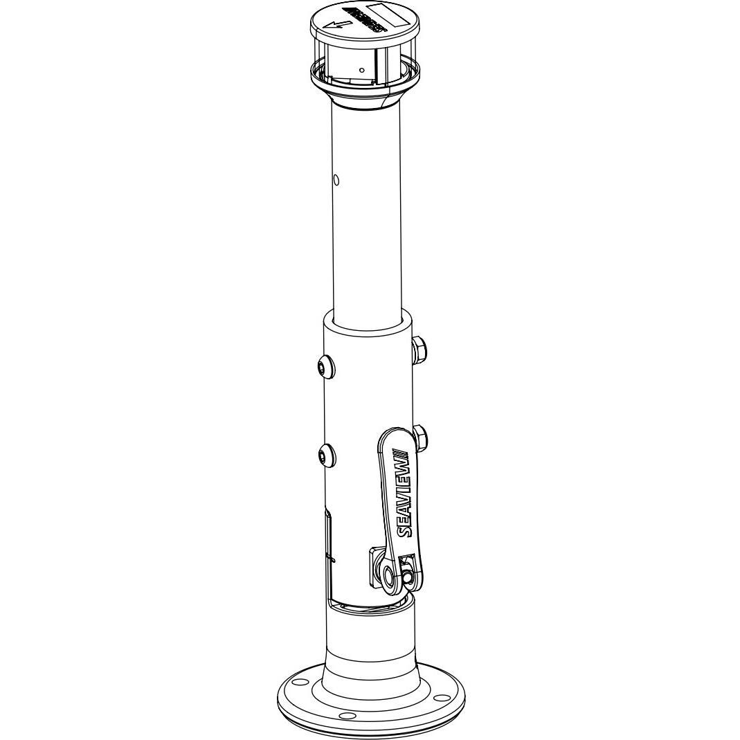 Seaview 12" Manually Folding Light Post with 316 Stainless Steel Base & LTBLED12C5 Navigation Light - Black (SVMHB112LEDSSB)