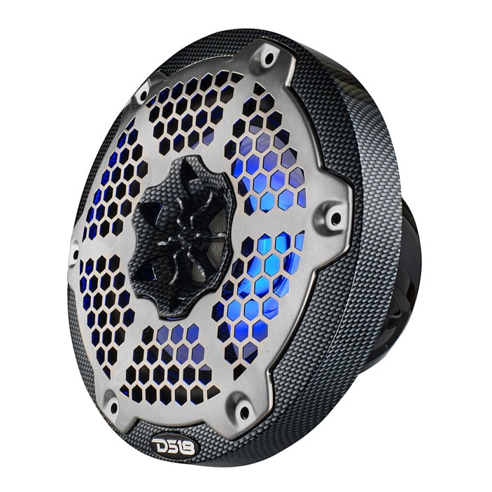 DS18 HYDRO 6.5" 2-Way Marine Speakers with RGB LED Lights 375W - Black Carbon Fiber (CF-65)