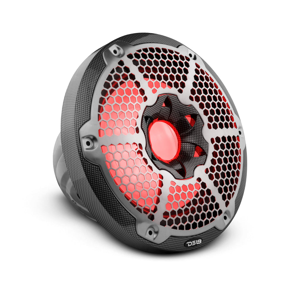 DS18 HYDRO 10" Subwoofer with RGB Lights - 600W - Carbon Fiber (CF-10SUB)