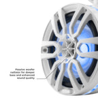 DS18 X Series HYDRO 6.5" Wakeboard Pod Tower Speaker with RGB LED Light - 300W - White (NXL-X6TP/WH)