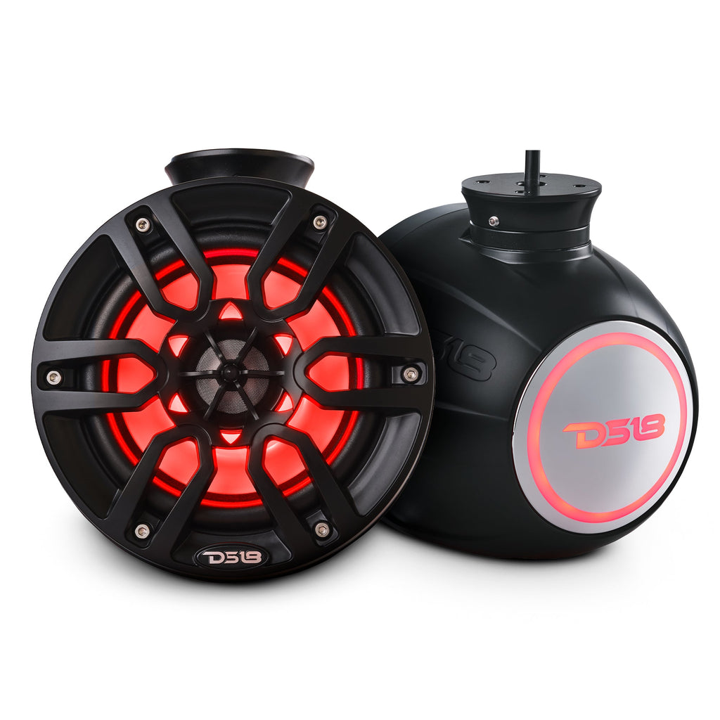 DS18 HYDRO 6.5" Compact Wakeboard Pod Tower with RGB Light - 300W - Black (NXL-PS6BK)