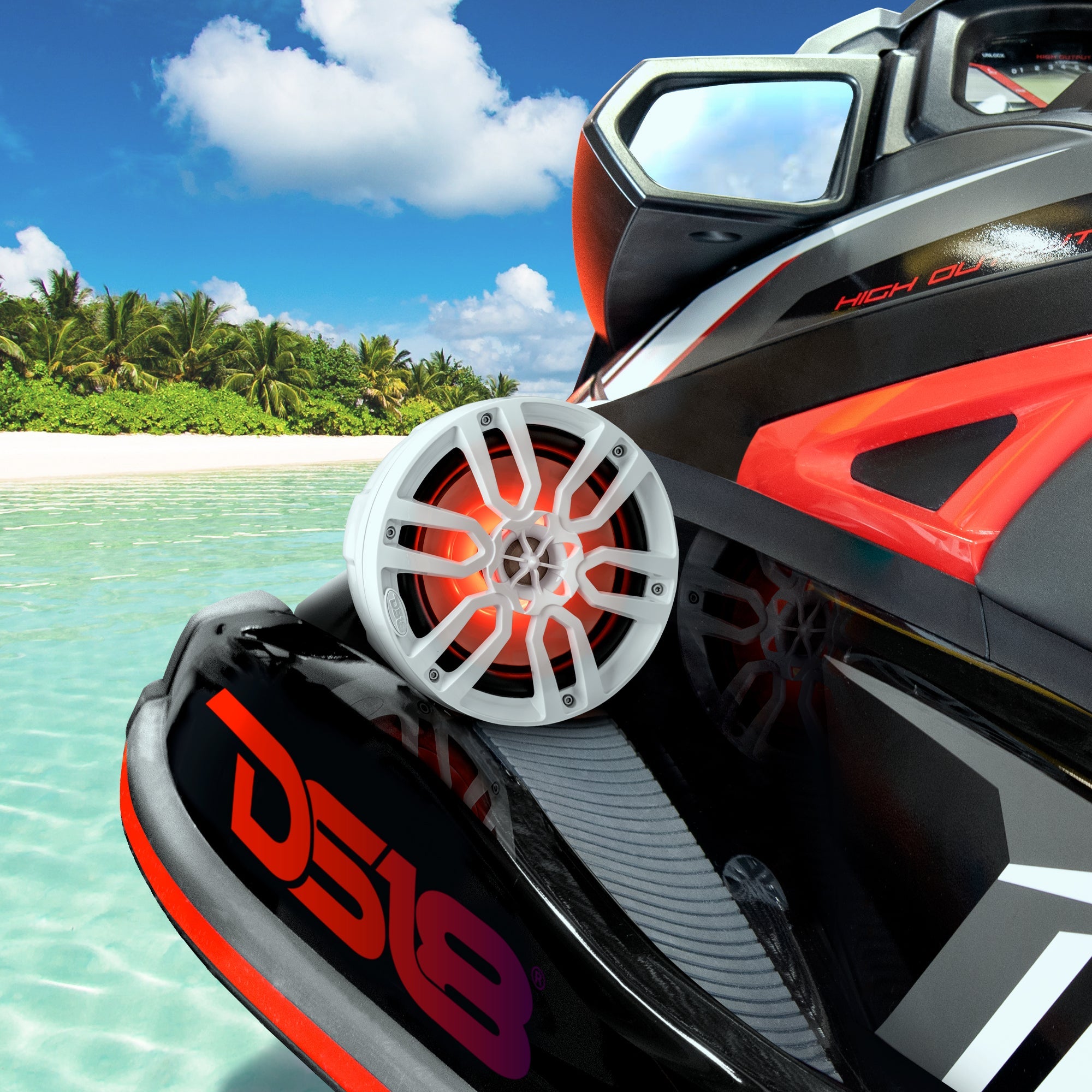 DS18 HYDRO 6.5" Compact Wakeboard Pod Tower with RGB Light - 300W - Black (NXL-PS6BK)