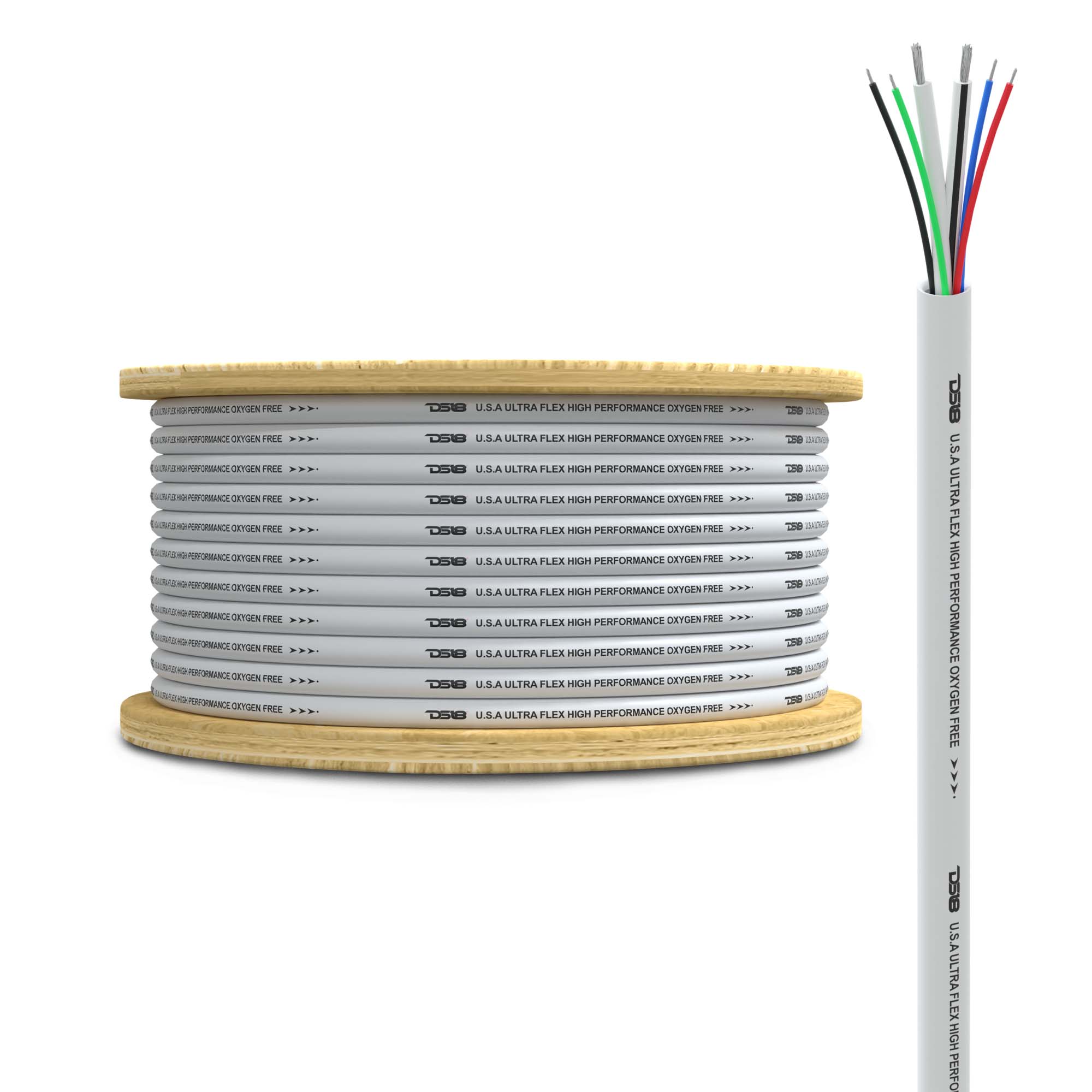 DS18 Marine Tinned OFC 18GA RGB Wire with 16GA Speaker Wire - 100' Spool (MOFC16/18GA-100SWRGB)