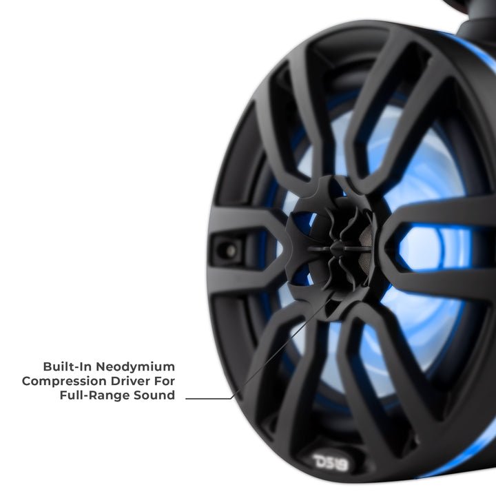 DS18 X Series HYDRO 8" Wakeboard Pod Tower Speaker with RGB LED Light - 425W - Black Carbon Fiber (CF-X8TP)