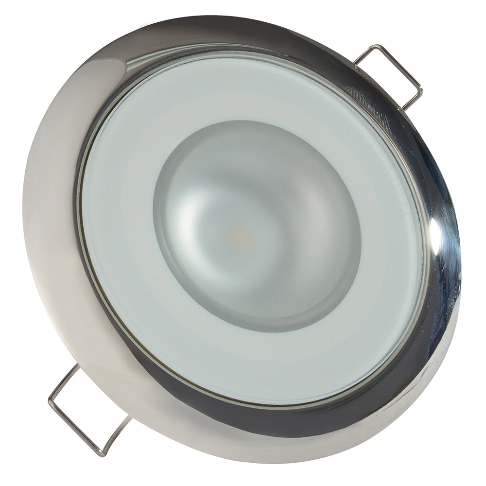 Lumitec Mirage - Flush Mount Down Light - Glass Finish/Polished SS Bezel - 3-Color Red/Blue Non-Dimming with White Dimming (113118)