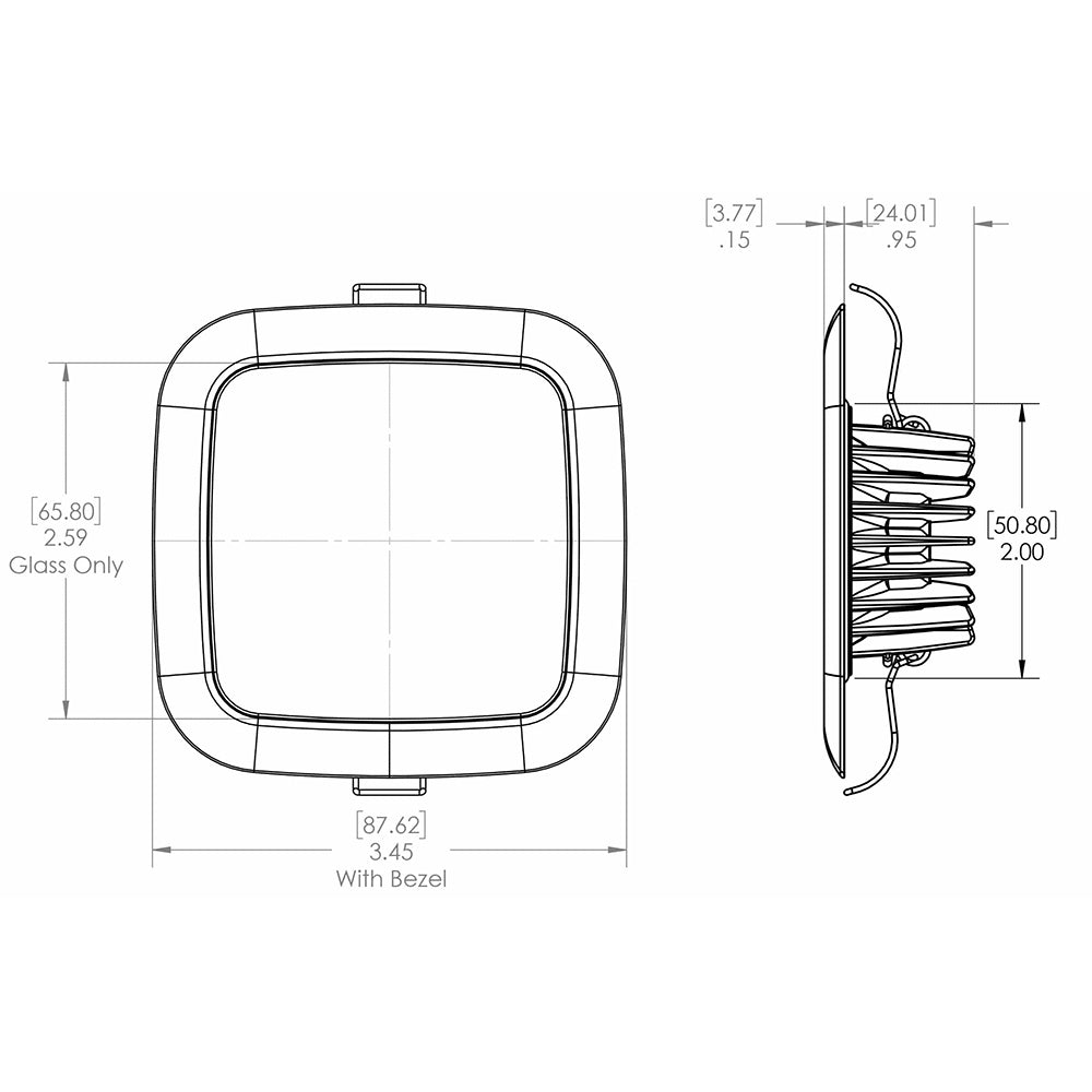 Lumitec Square Mirage Down Light - White Dimming, Red/Blue Non-Dimming - Polished Bezel (116118)