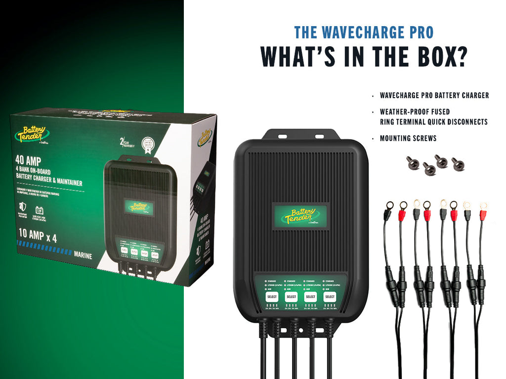 Battery Tender WaveCharge Pro 4-Bank 12V 40  Amp Battery Charger (022-1009-DL-WH)