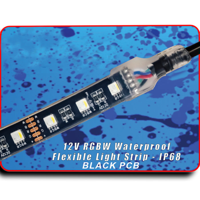 PLASHLIGHTS 12v RGBW Color Changing Waterproof Flexible Light Strip - Ip68 - 16' | FLS-RGBW-68-16FT